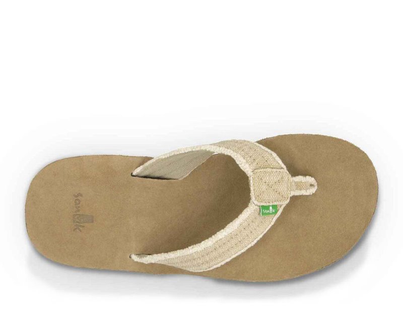 Sanuk Fraid Not Men's Flip Flops Beige | Canada 249BEX